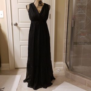 Black and white polka dot maxi dress.  Maternity